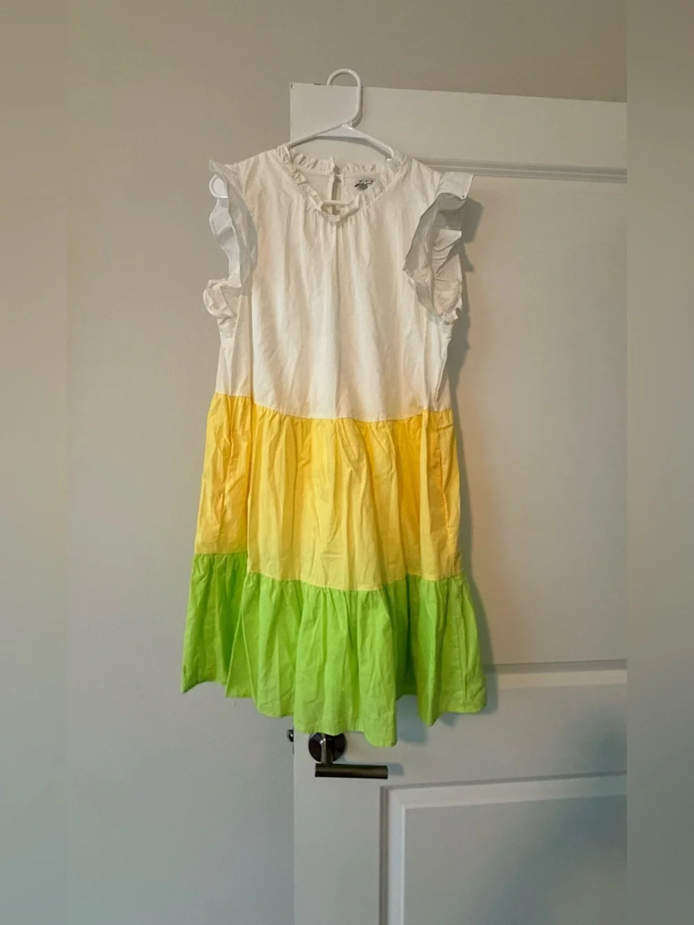HYFVE Colorblock Tiered Mini Dress Ruffle Sleeves Summer Casual Boho❤️